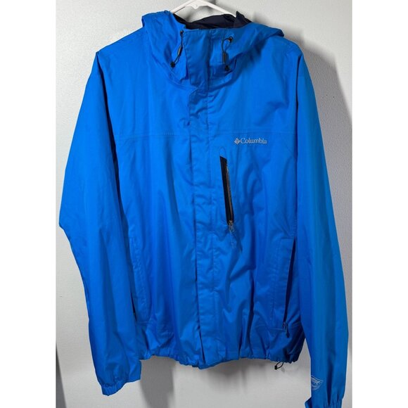 Columbia Mens Omni Tech Waterproof Windbreaker XL Blue Full Zip Pockets Breathab - Picture 1 of 13